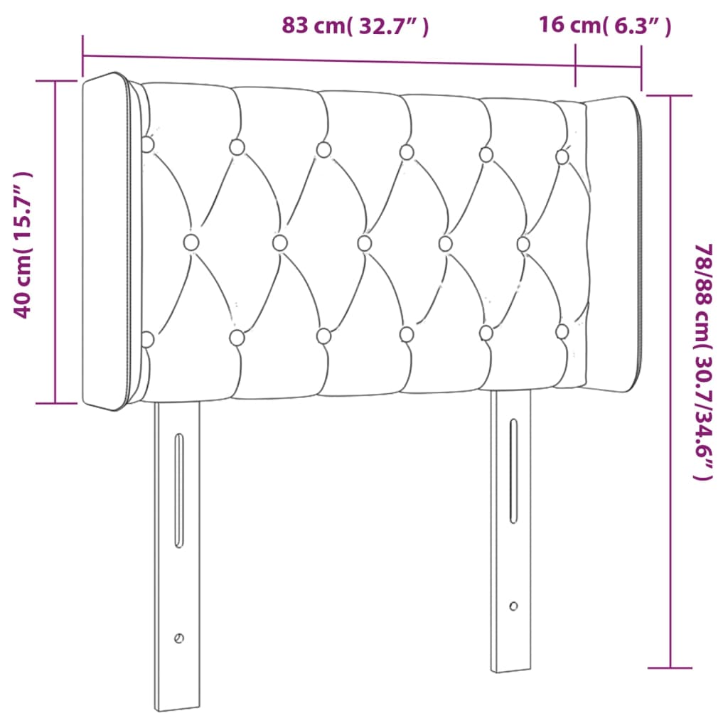 vidaXL Kopfteil mit Ohren Dunkelgrau 83x16x78/88 cm Samt