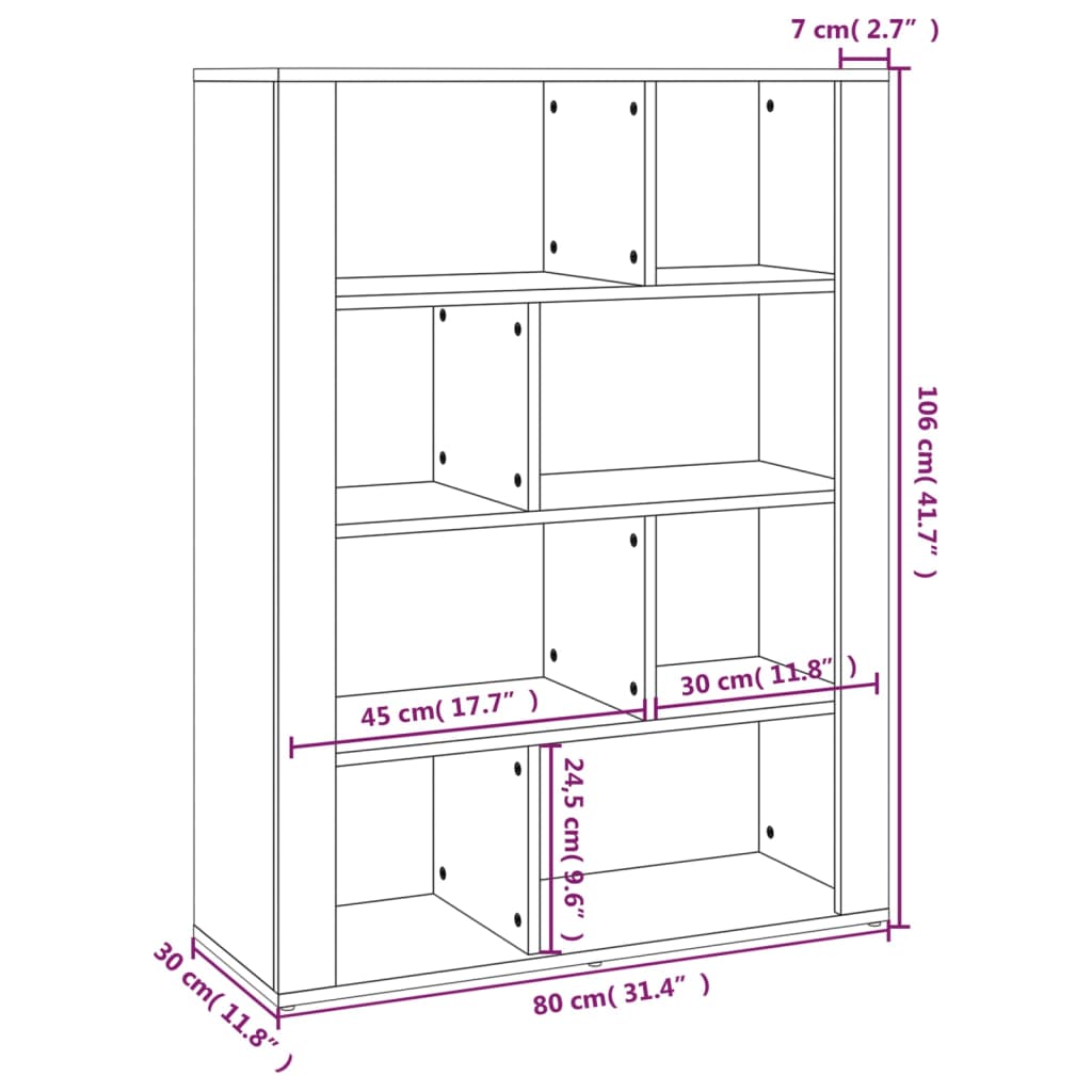 vidaXL Sideboard Grau Sonoma 80x30x106 cm Holzwerkstoff