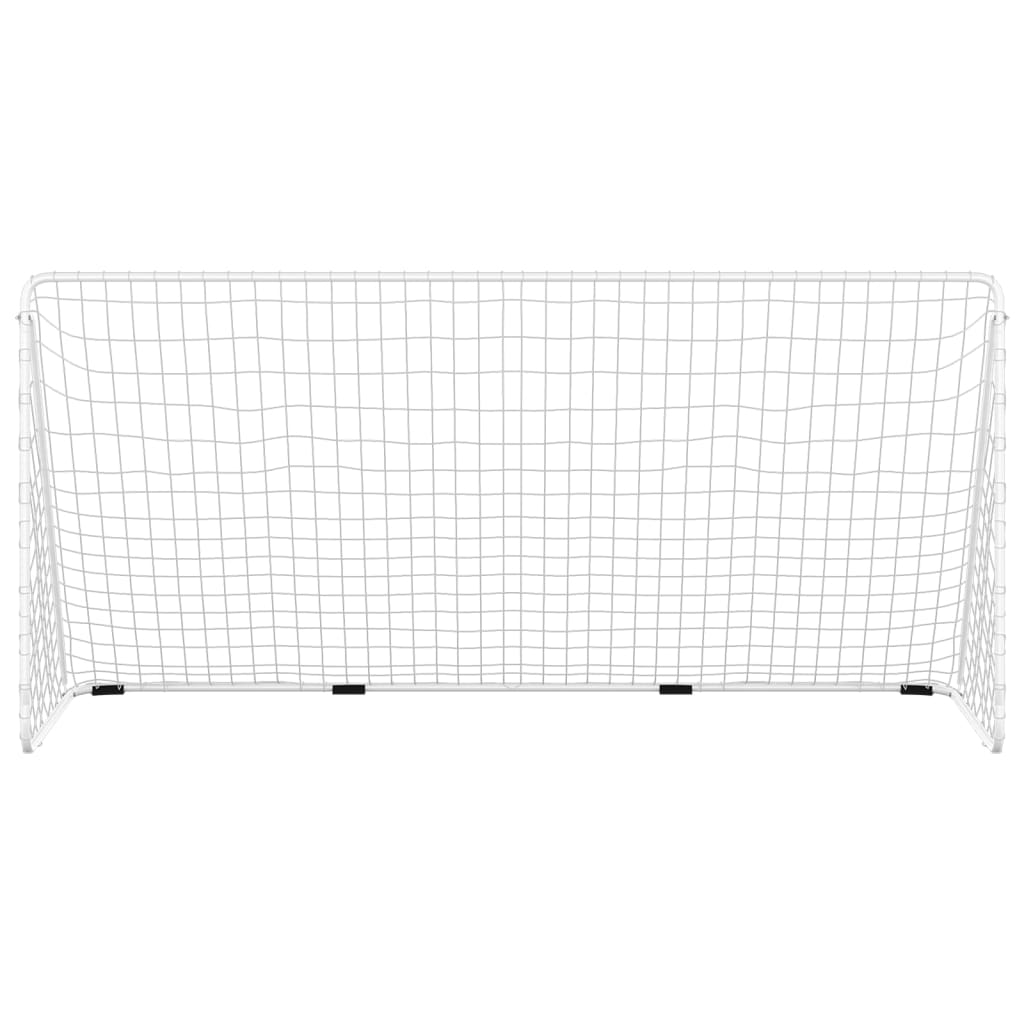 vidaXL Fußballtor mit Netz Weiß 366x122x182 cm Stahl