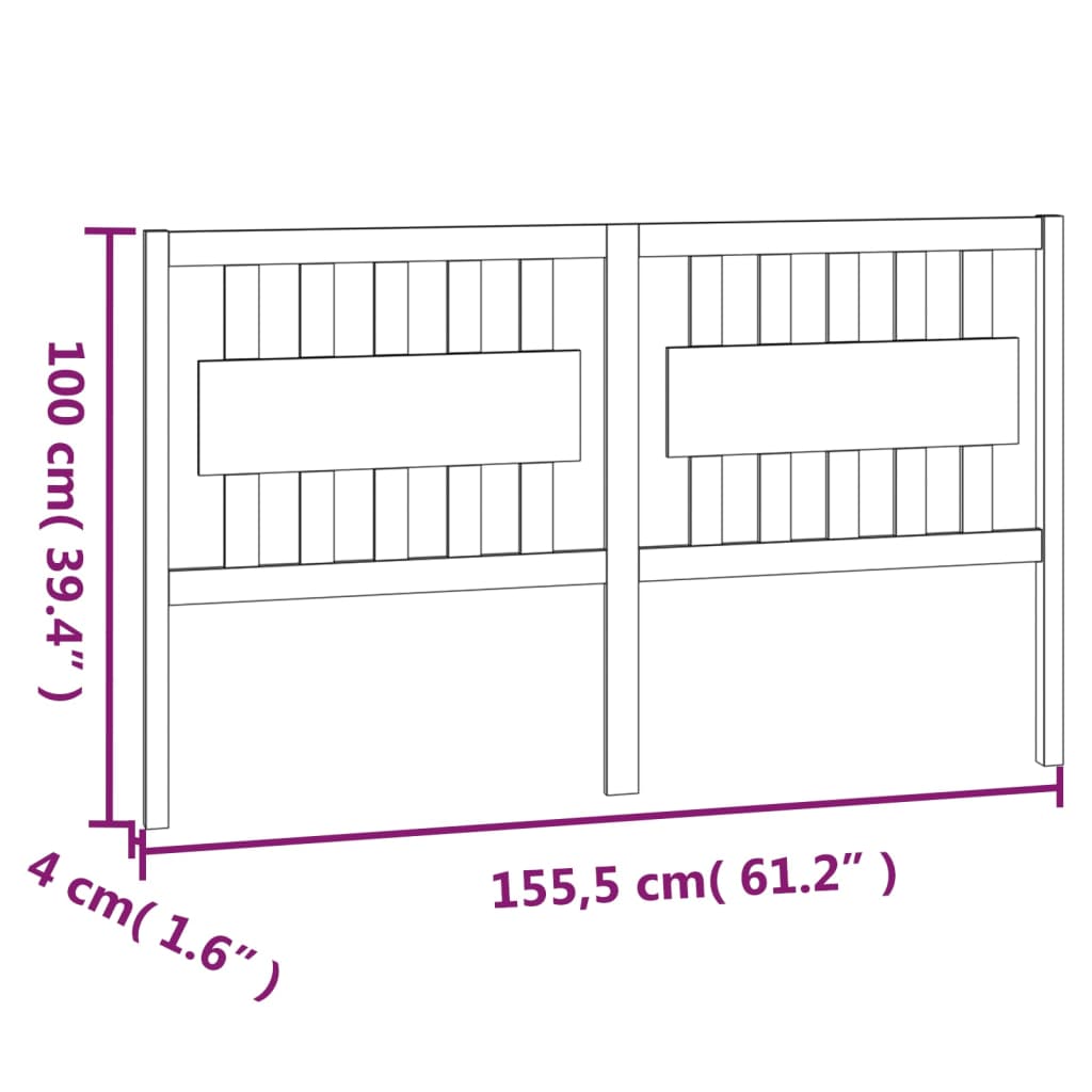 vidaXL Bett-Kopfteil 155,5x4x100 cm Massivholz Kiefer