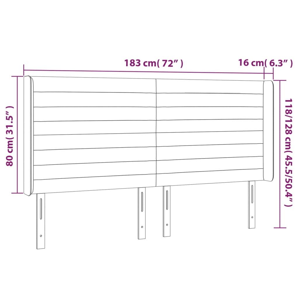 vidaXL LED Kopfteil Dunkelgrau 183x16x118/128 cm Samt