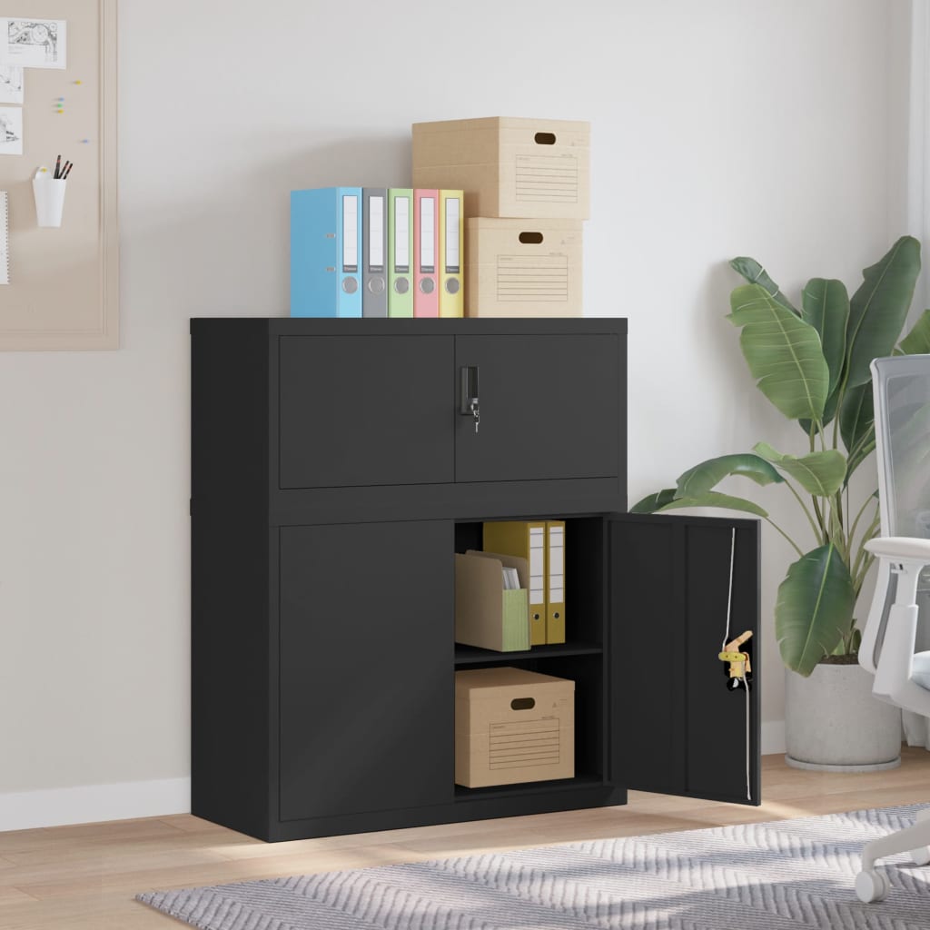 vidaXL Aktenschrank Schwarz 90x40x110 cm Stahl