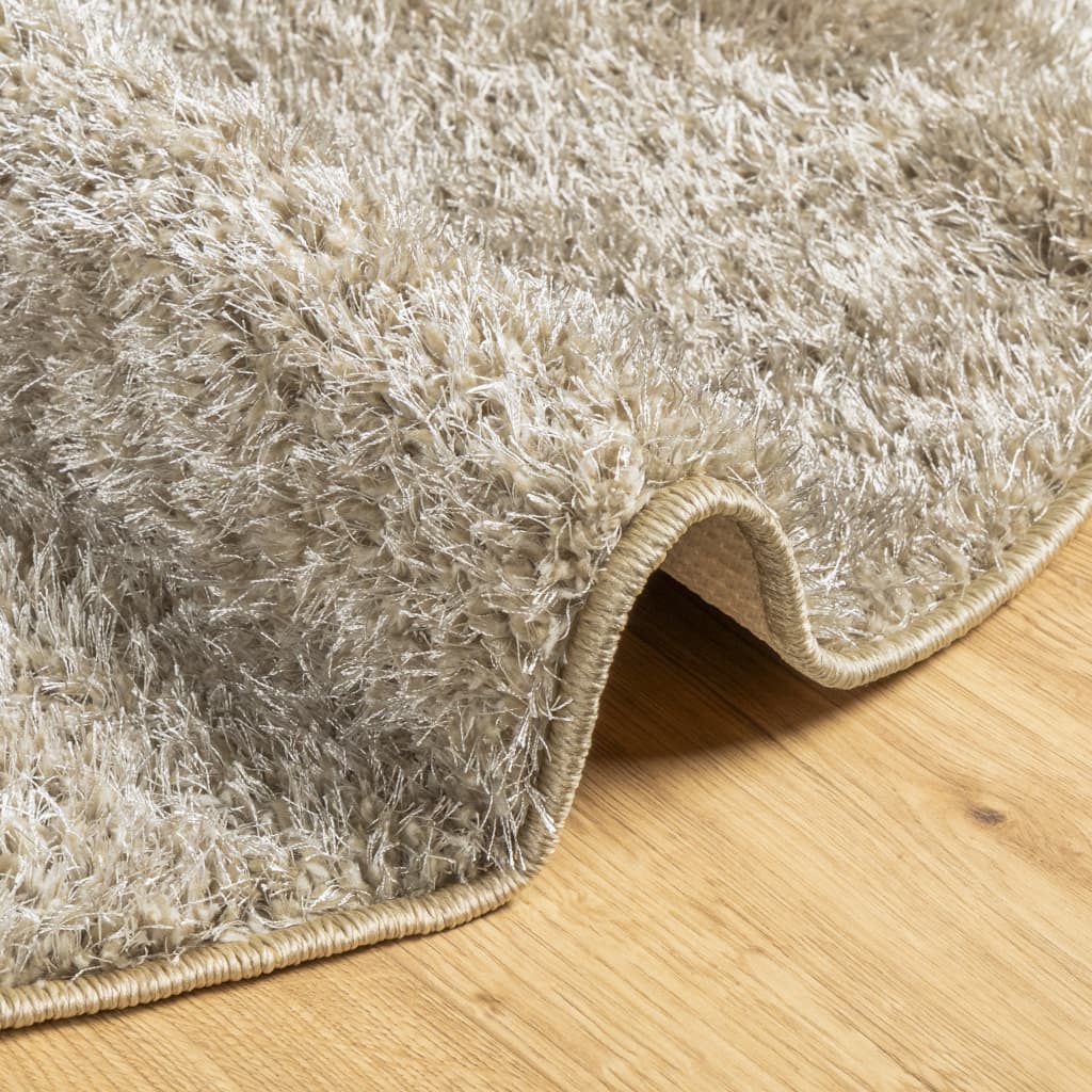 vidaXL Teppich ISTAN Hochflor Glänzend Beige Ø 120 cm