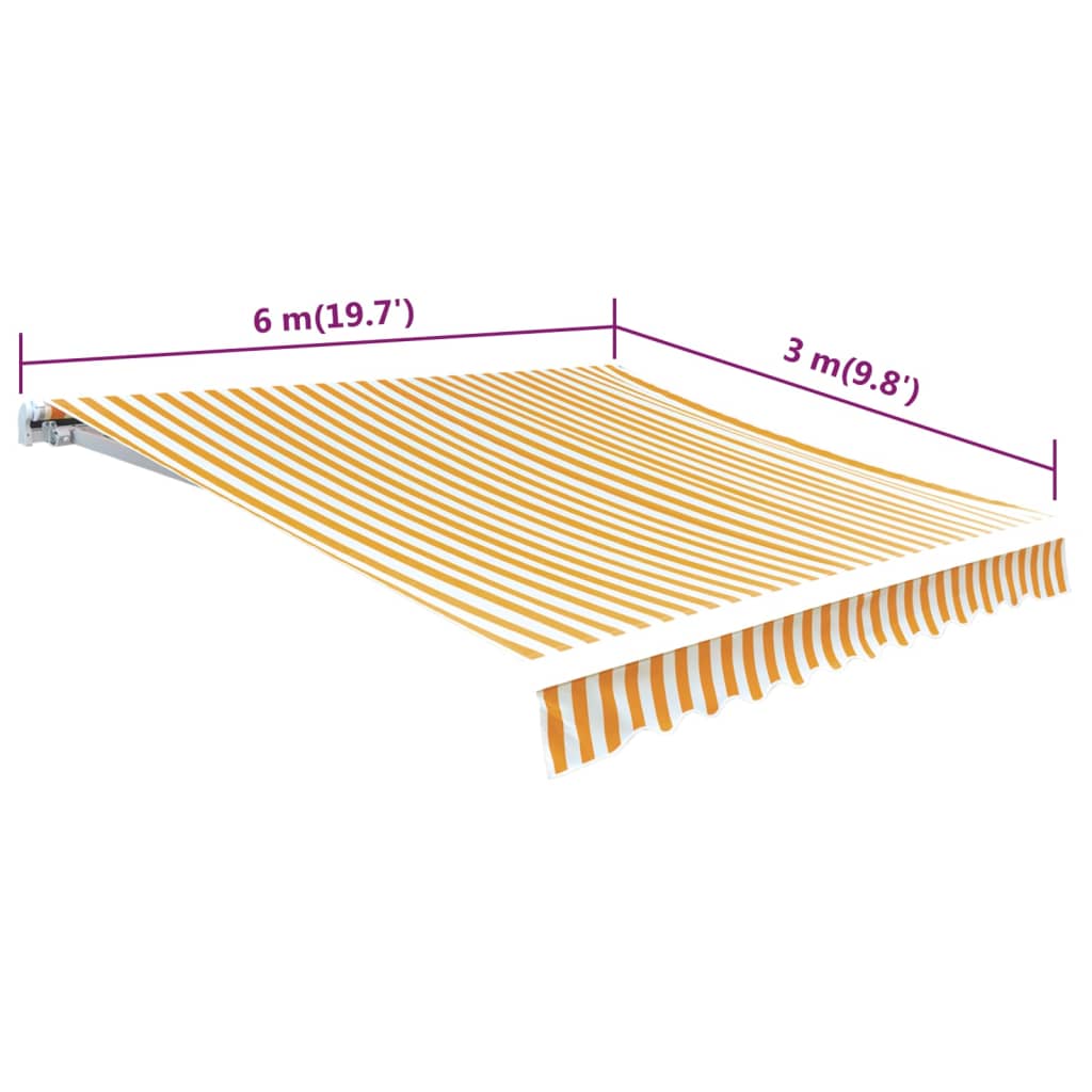 vidaXL Markisenbespannung Canvas Gelb & Weiß 6x3 m (ohne Rahmen)