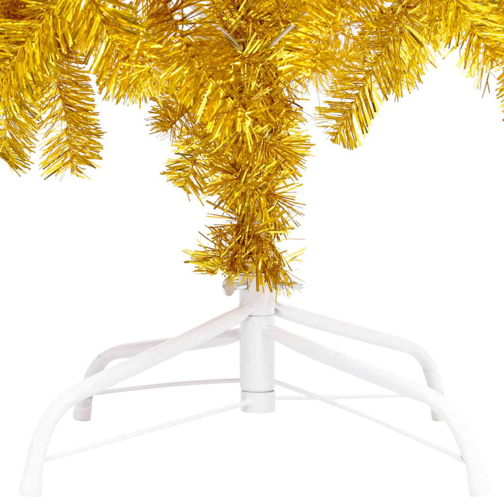 vidaXL Künstlicher Weihnachtsbaum Beleuchtung & Kugeln Gold 210 cm