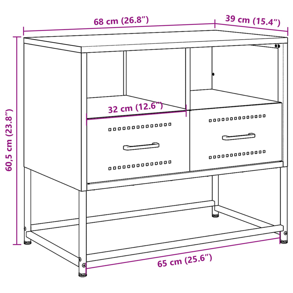 vidaXL TV-Schrank Senfgelb 68x39x60,5 cm Stahl