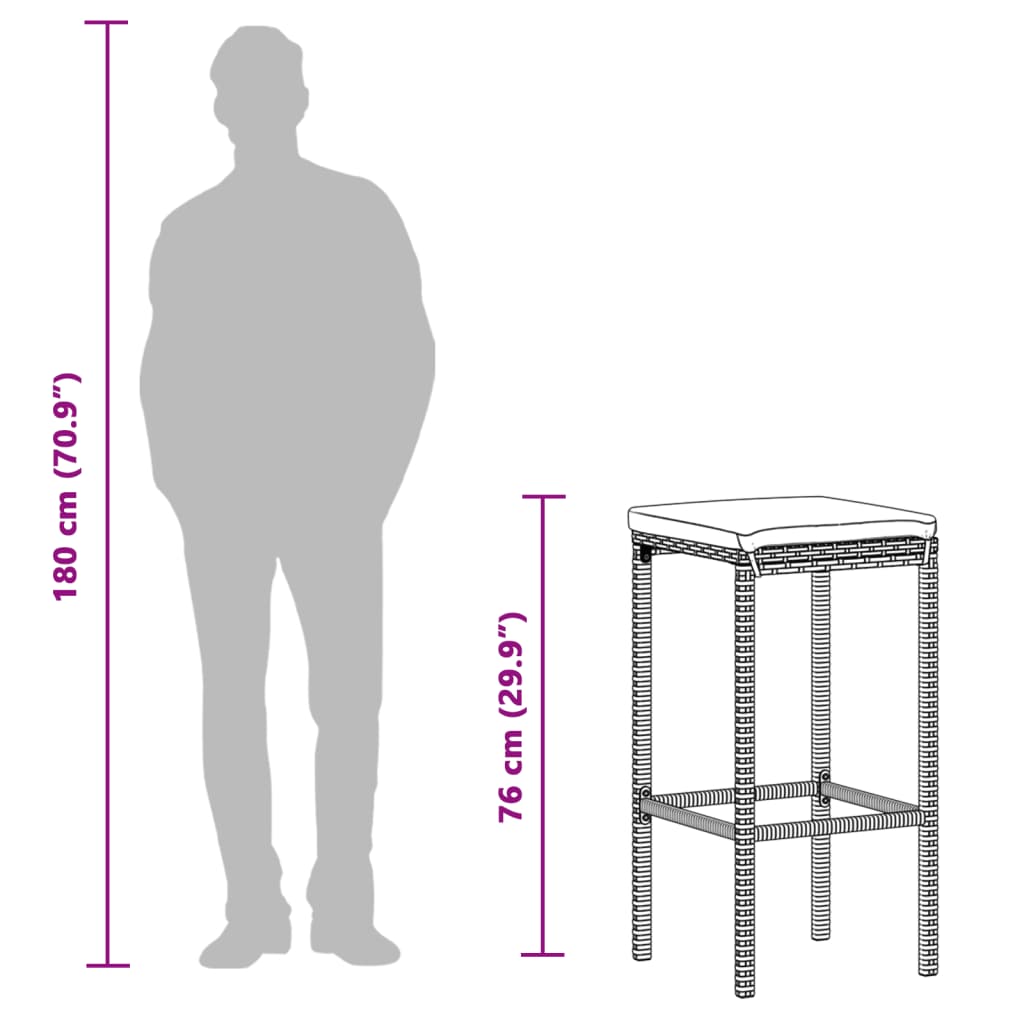 vidaXL 5-tlg. Gartenbar-Set Schwarz Massivholz Akazie und Poly Rattan