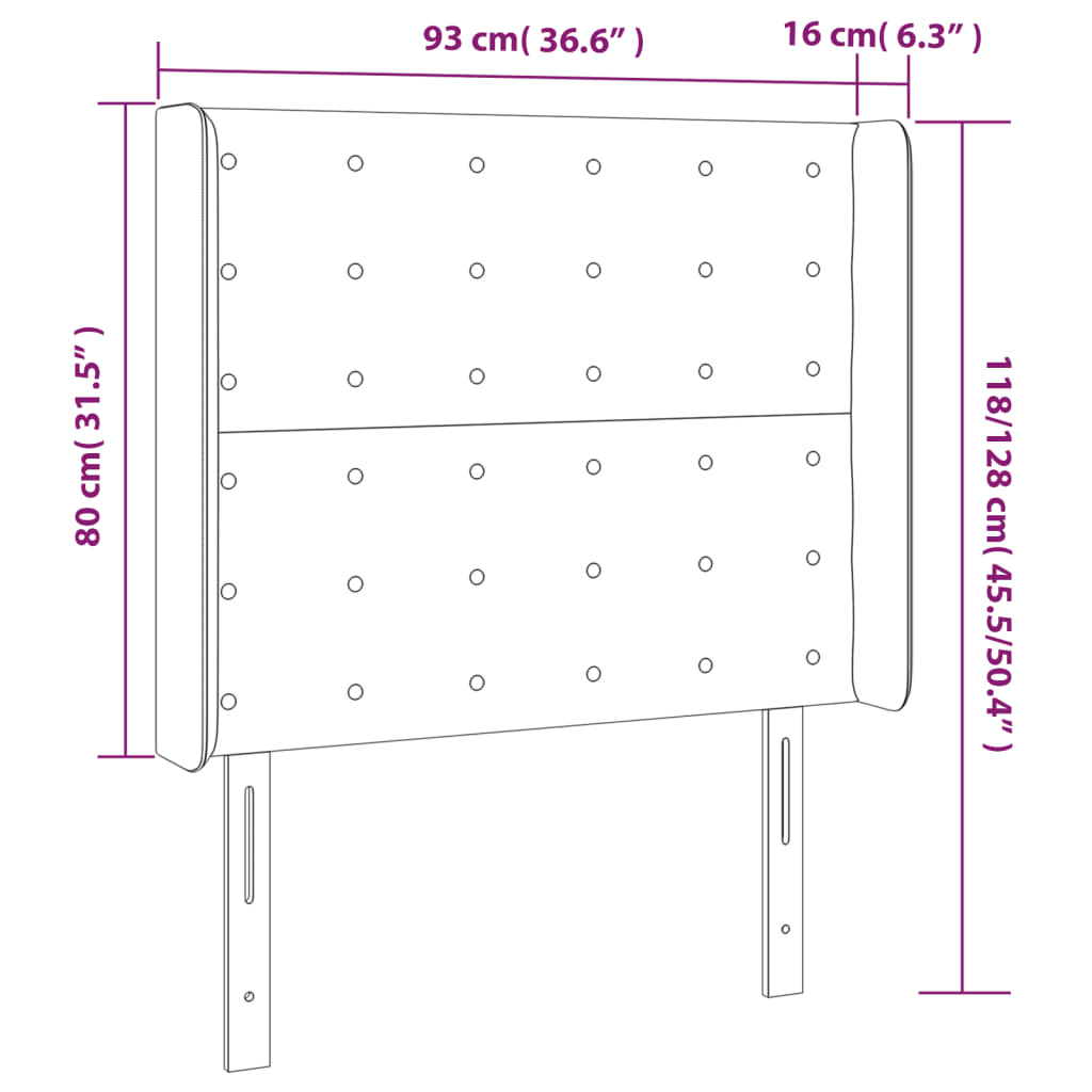 vidaXL LED Kopfteil Cappuccino-Braun 93x16x118/128 cm Kunstleder