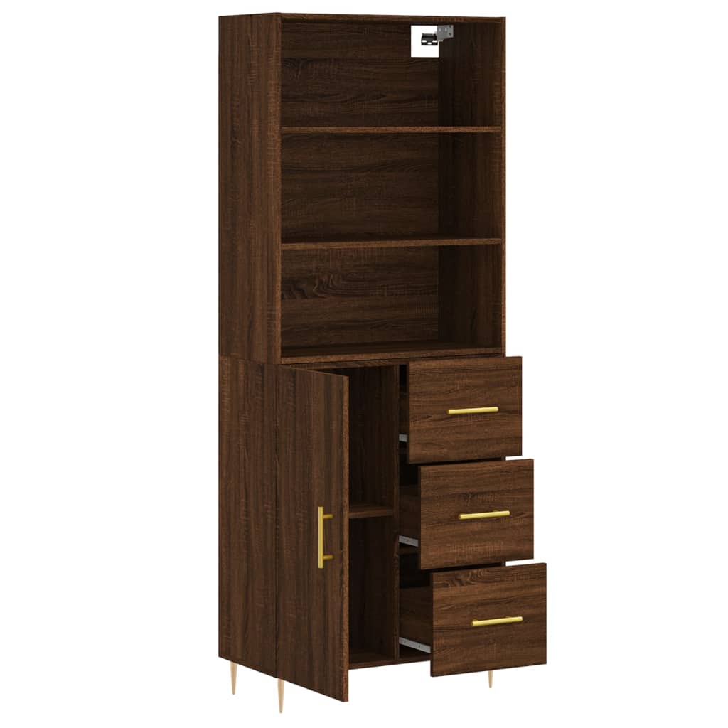 vidaXL Highboard Braun Eichen-Optik 69,5x34x180 cm Holzwerkstoff