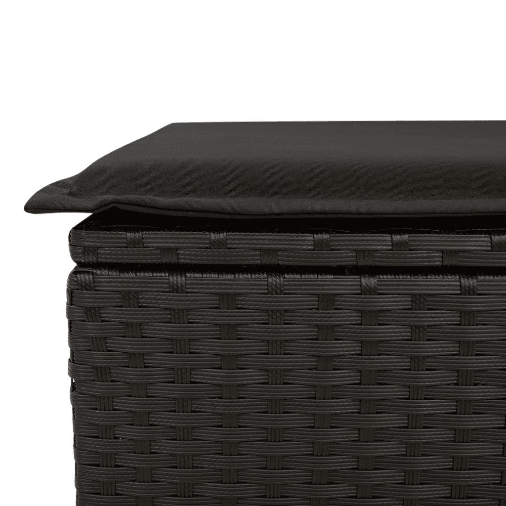 vidaXL 10-tlg. Garten-Sofagarnitur mit Kissen Schwarz Poly Rattan