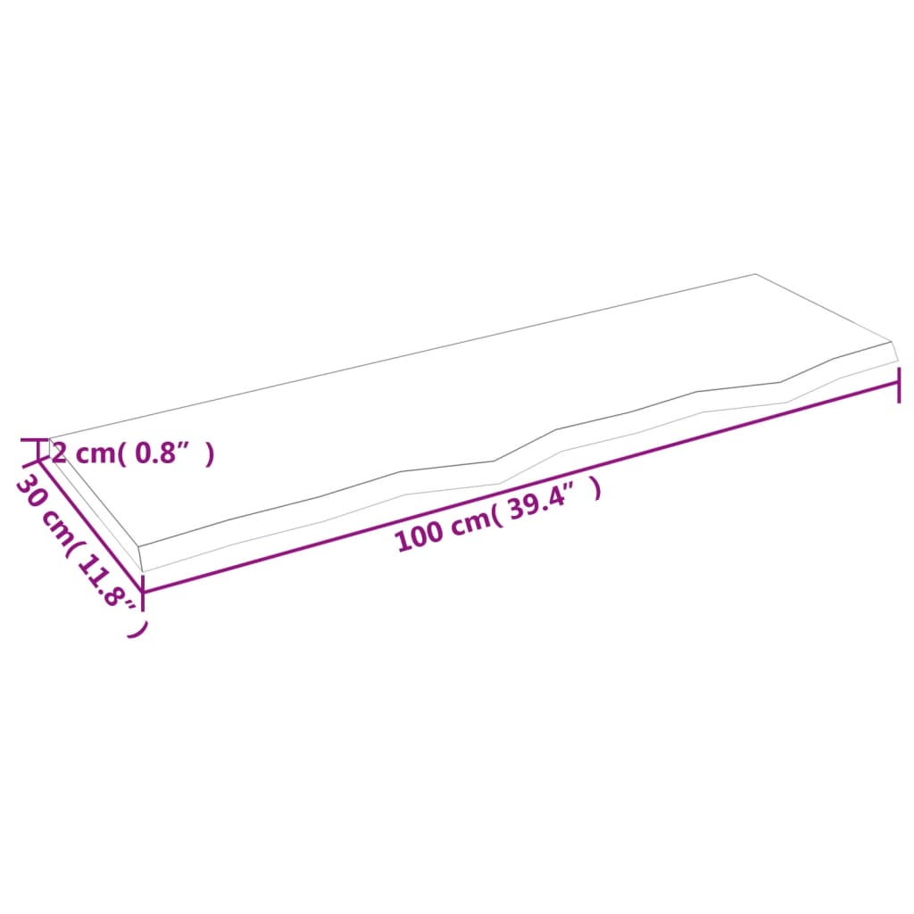 vidaXL Wandregal Dunkelbraun 100x30x2 cm Massivholz Eiche Behandelt