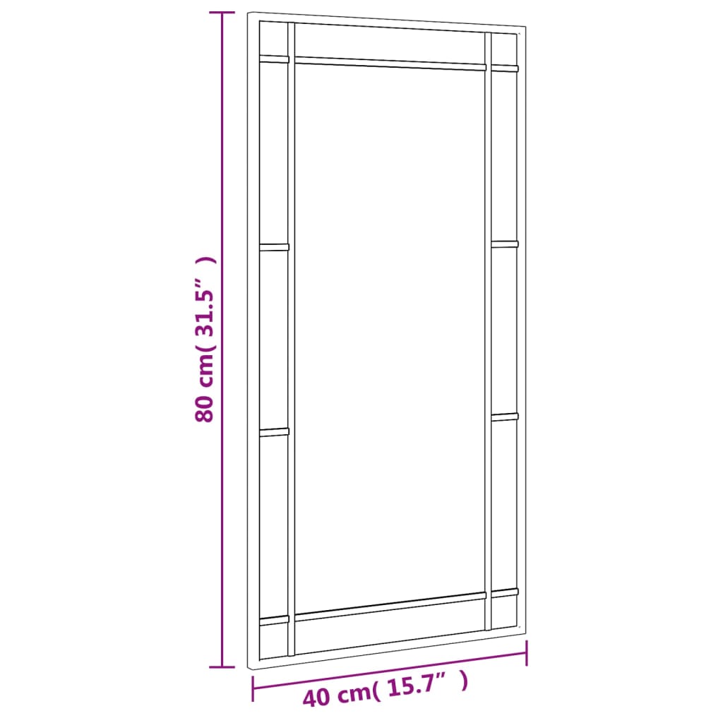 vidaXL Wandspiegel Schwarz 40x80 cm Rechteckig Eisen