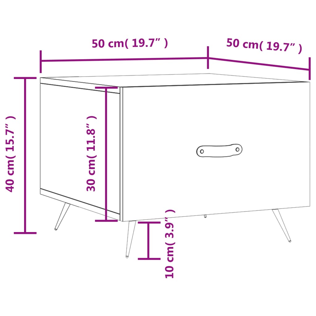 vidaXL Couchtische 2 Stk. Hochglanz-Weiß 50x50x40 cm Holzwerkstoff