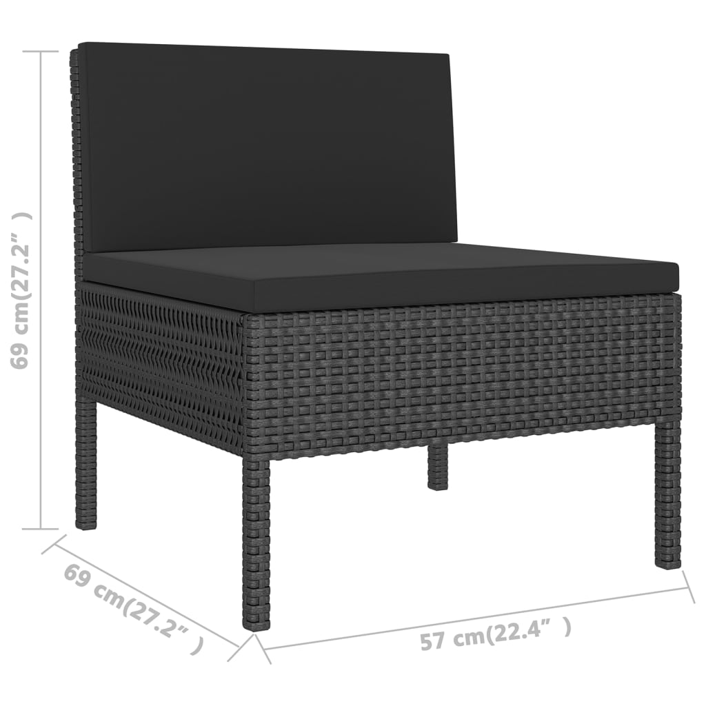 vidaXL 10-tlg. Garten-Lounge-Set mit Auflagen Poly Rattan Schwarz