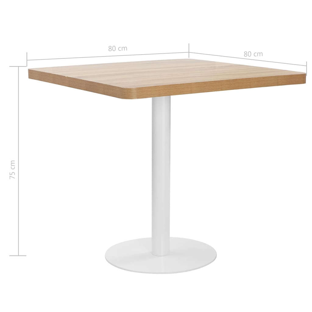 vidaXL Bistrotisch Hellbraun 80x80 cm MDF