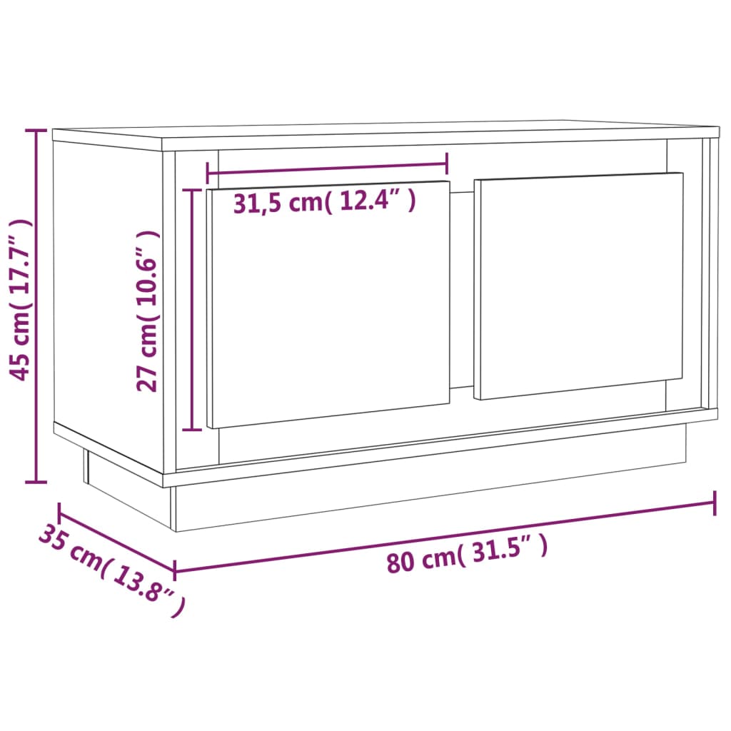 vidaXL TV-Schrank Grau Sonoma 80x35x45 cm Holzwerkstoff