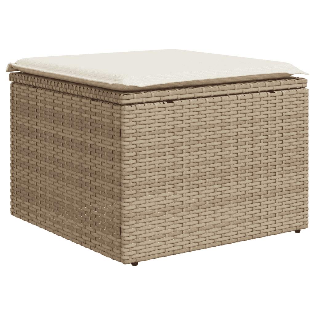 vidaXL 8-tlg. Garten-Sofagarnitur mit Kissen Beige Poly Rattan