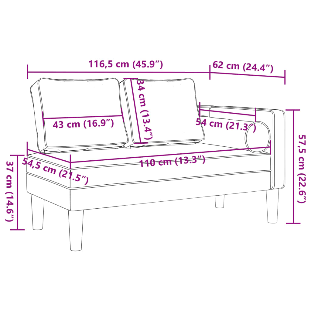 vidaXL Chaiselongue mit Kissen Grau Kunstleder