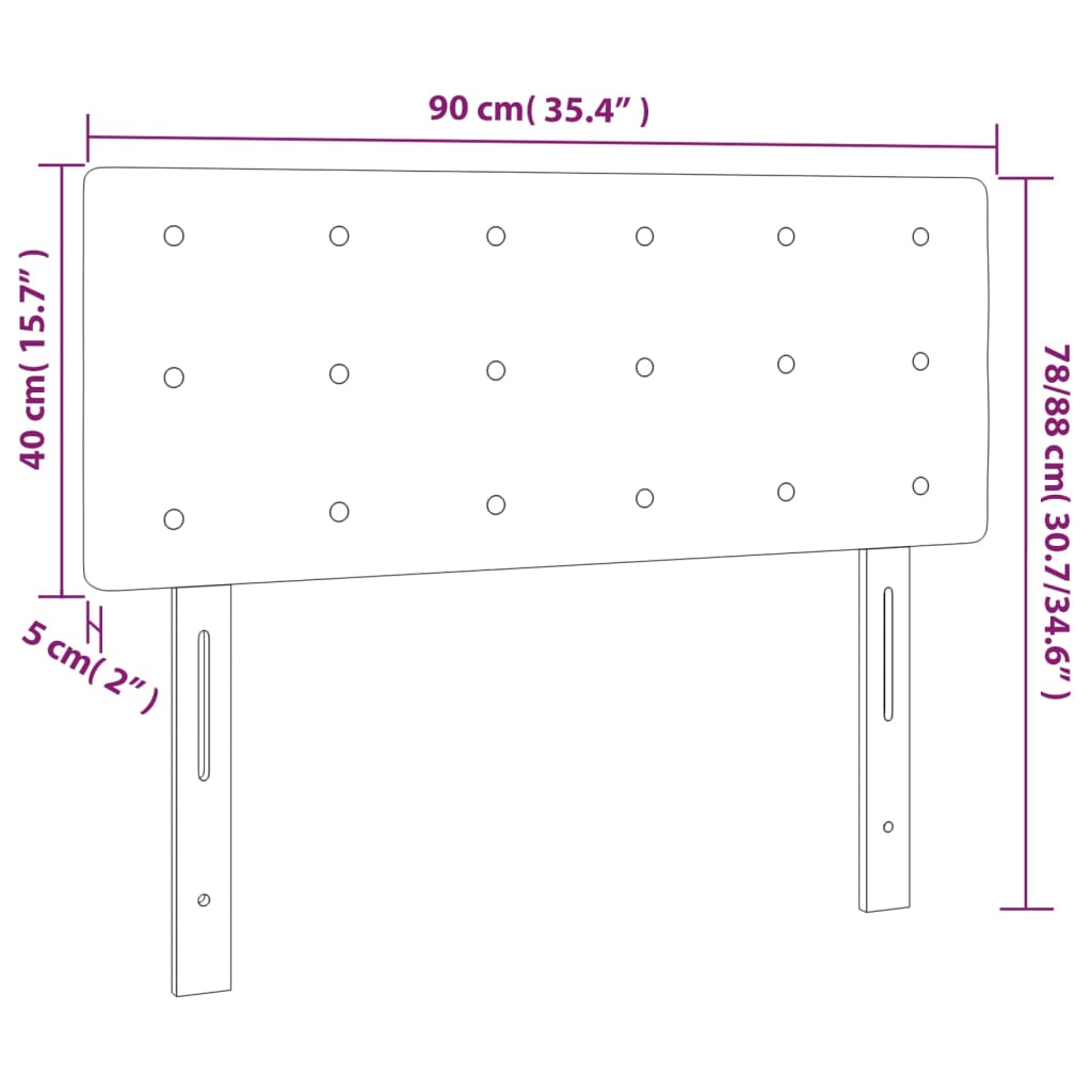 vidaXL LED Kopfteil Creme 90x5x78/88 cm Stoff