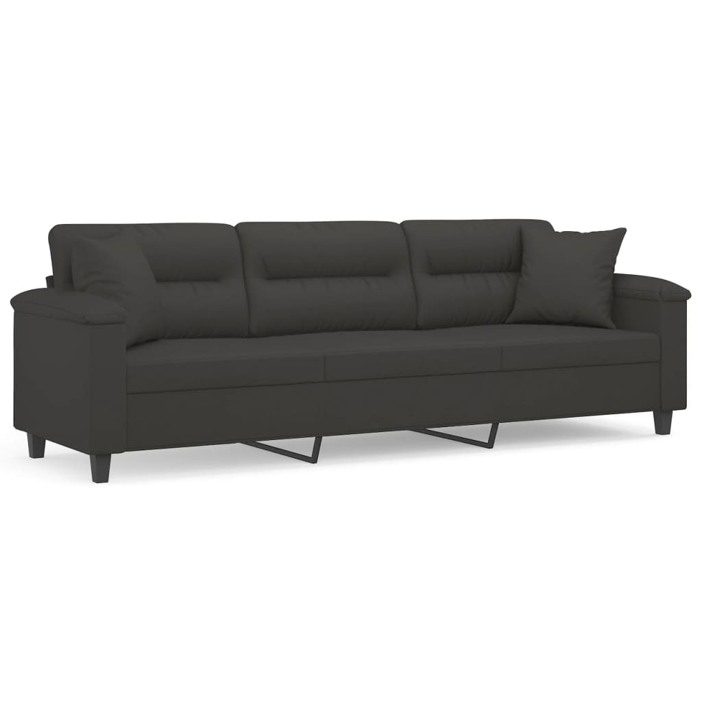 vidaXL 3-Sitzer-Sofa mit Kissen Dunkelgrau 210 cm Mikrofasergewebe