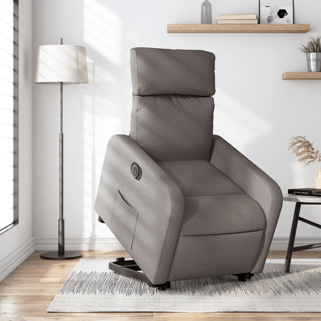 vidaXL Relaxsessel mit Aufstehhilfe Elektrisch Taupe Stoff