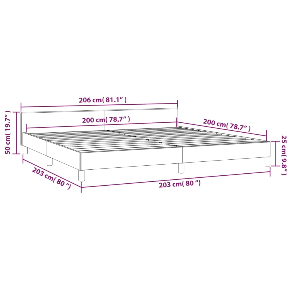 vidaXL Bettgestell ohne Matratze Creme 200x200 cm Stoff