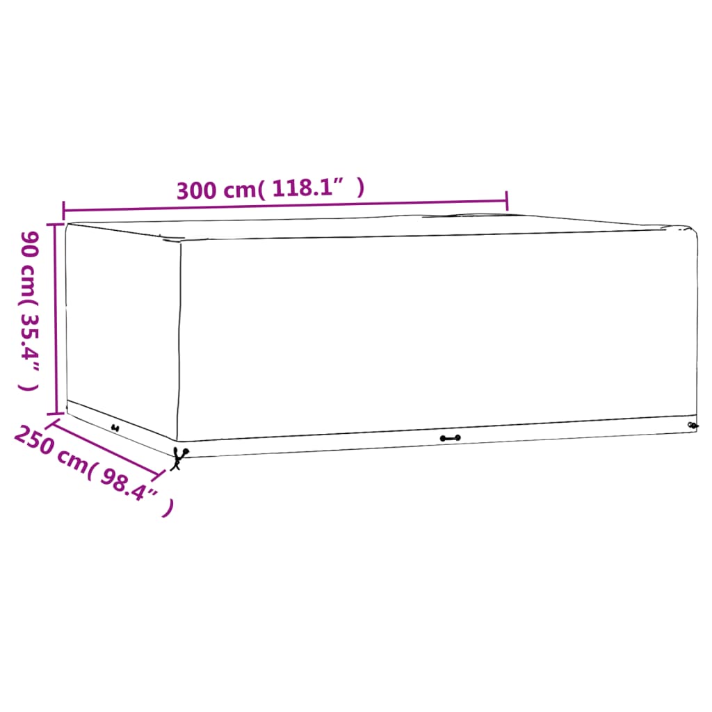 vidaXL Gartenmöbel-Abdeckung 16 Ösen 300x250x90 cm Rechteckig