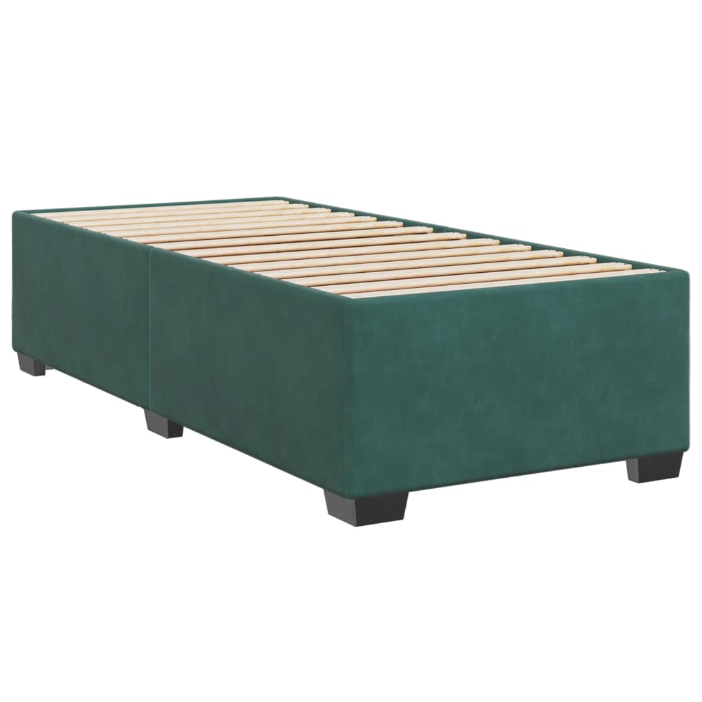 vidaXL Boxspringbett mit Matratze Dunkelgrün 80x200 cm Samt