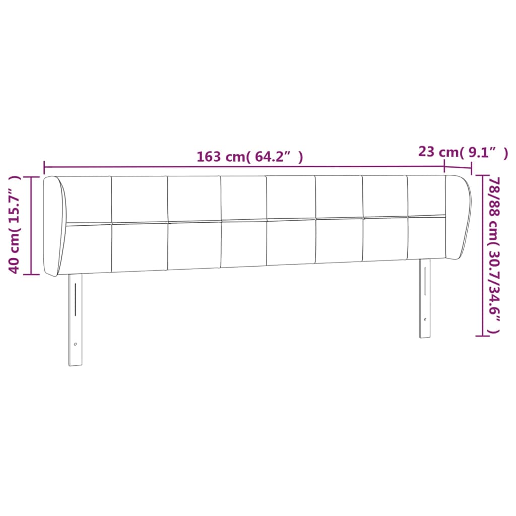 vidaXL Kopfteil mit Ohren Dunkelbraun 163x23x78/88 cm Stoff