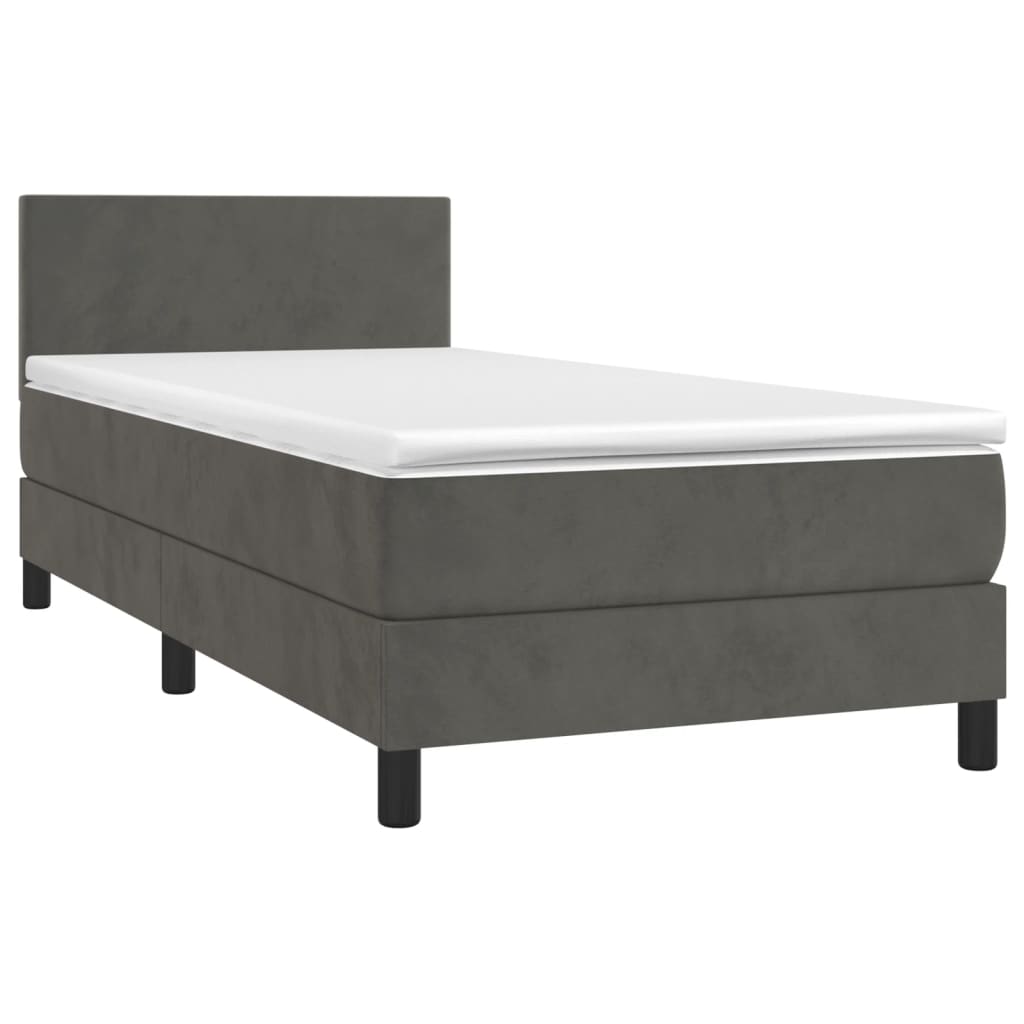 vidaXL Boxspringbett mit Matratze & LED Dunkelgrau 80x200 cm Samt