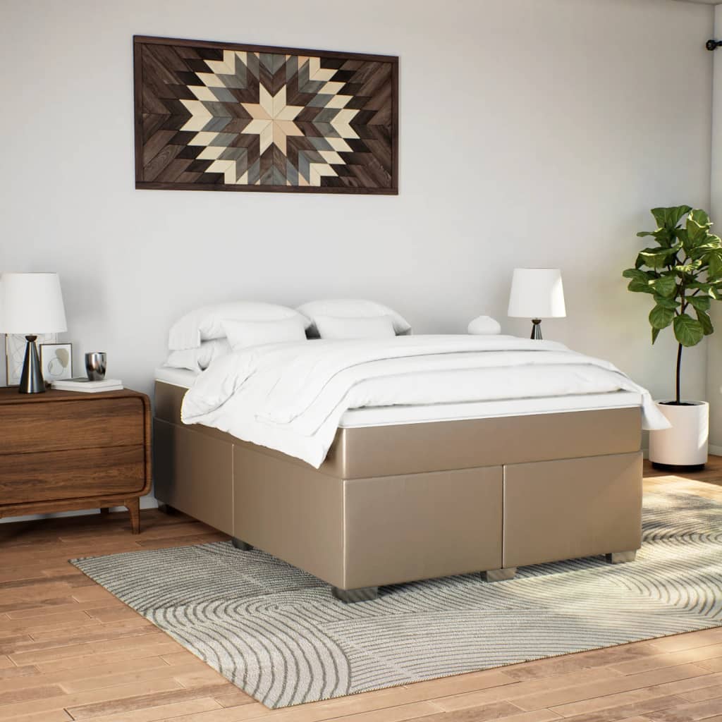 vidaXL Boxspringbett Matratze Cappuccino-Braun 140x200cm Kunstleder