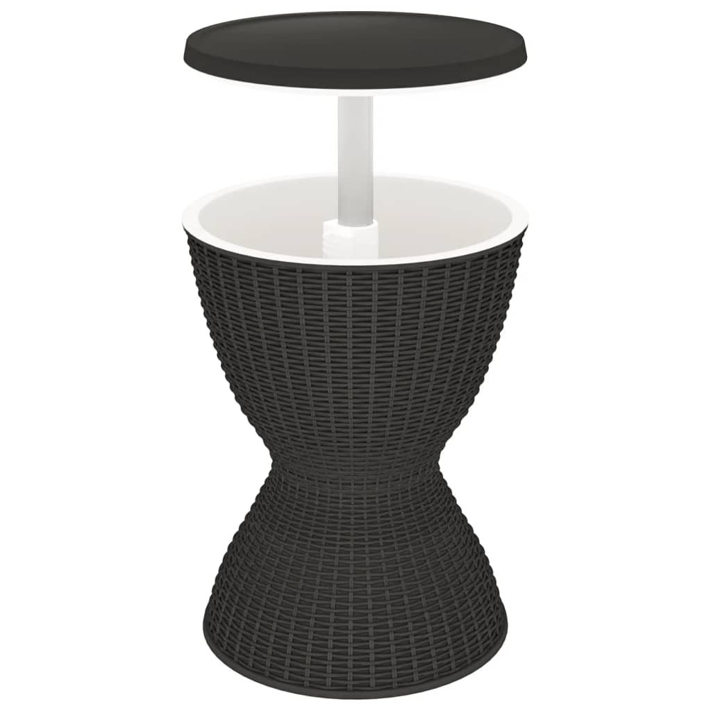 vidaXL 3-in-1 Tisch mit Eiskühler Schwarz Polypropylen
