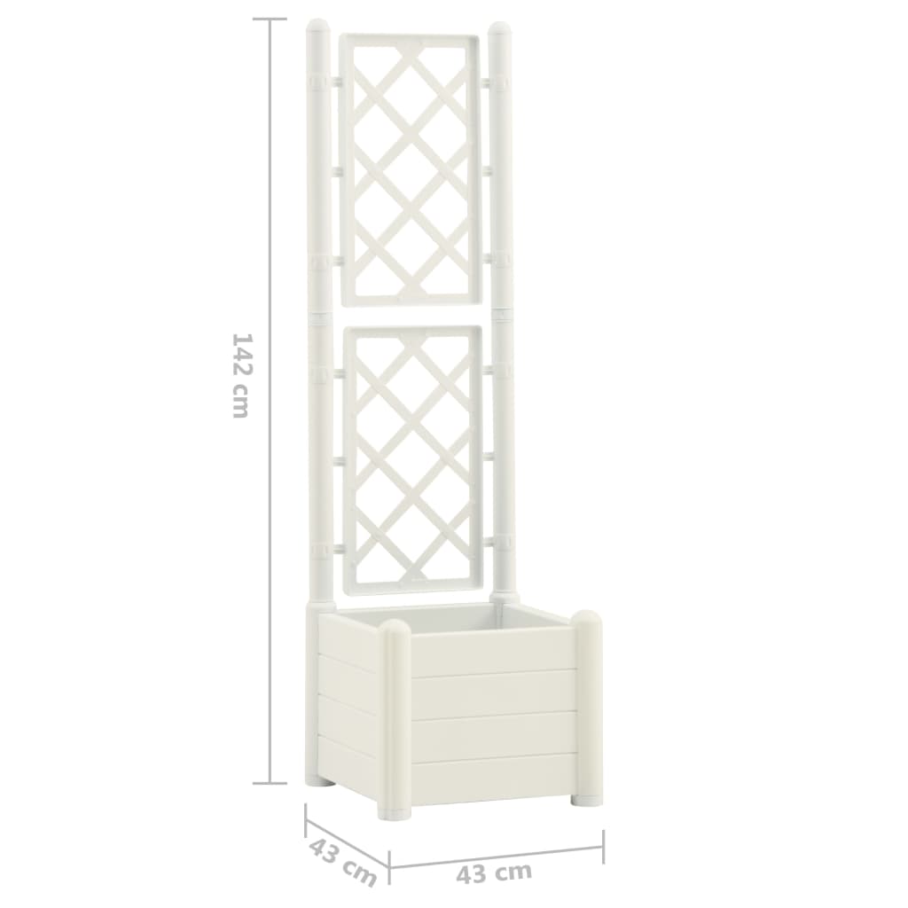 vidaXL Pflanzkübel mit Spalier 43x43x142 cm PP Weiß