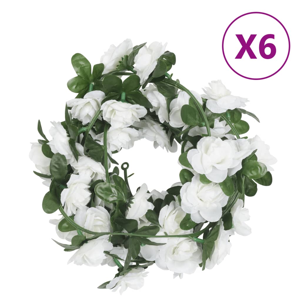 vidaXL Weihnachtskränze Blumen 6 Stk. Weiß 240 cm