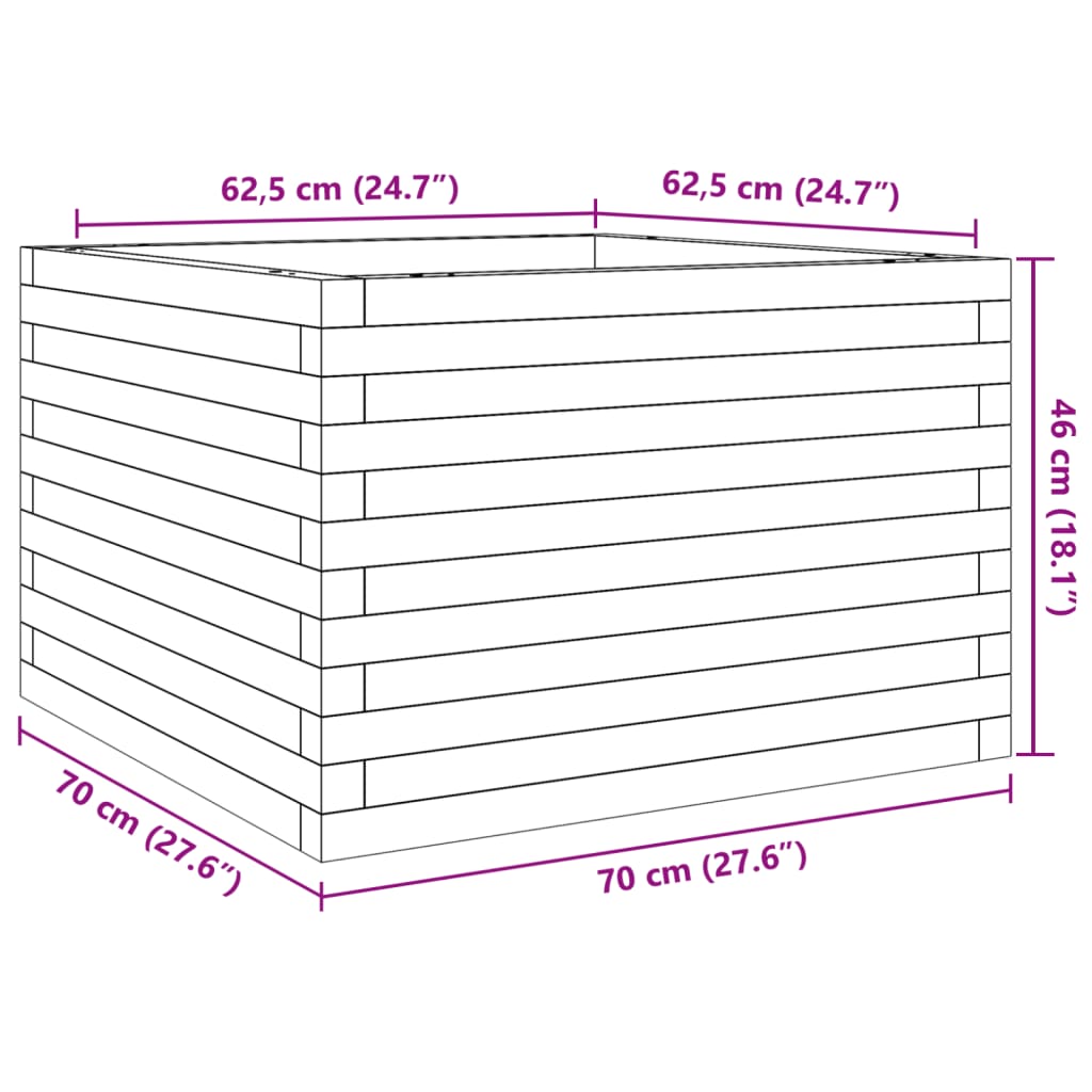 vidaXL Pflanzkübel 70x70x46 cm Kiefernholz Imprägniert