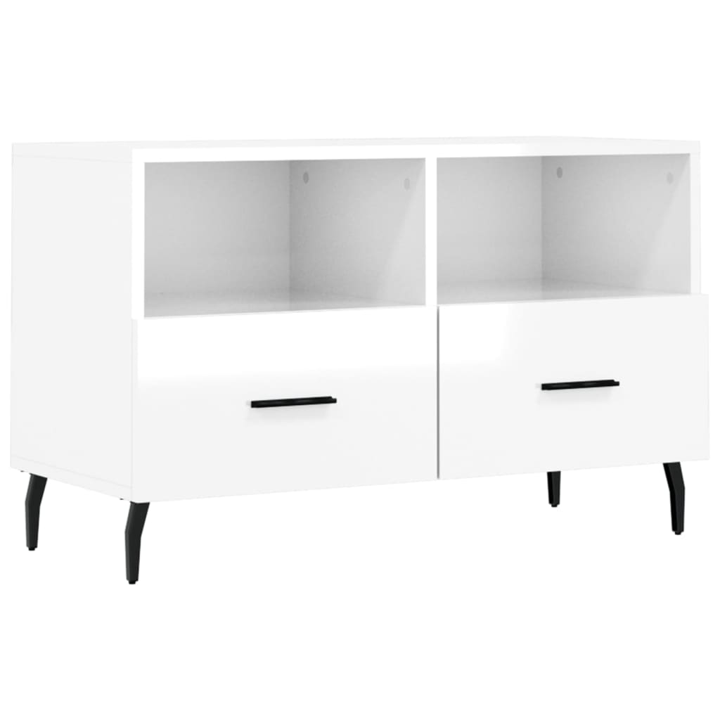 vidaXL TV-Schrank Hochglanz-Weiß 80x36x50 cm Holzwerkstoff