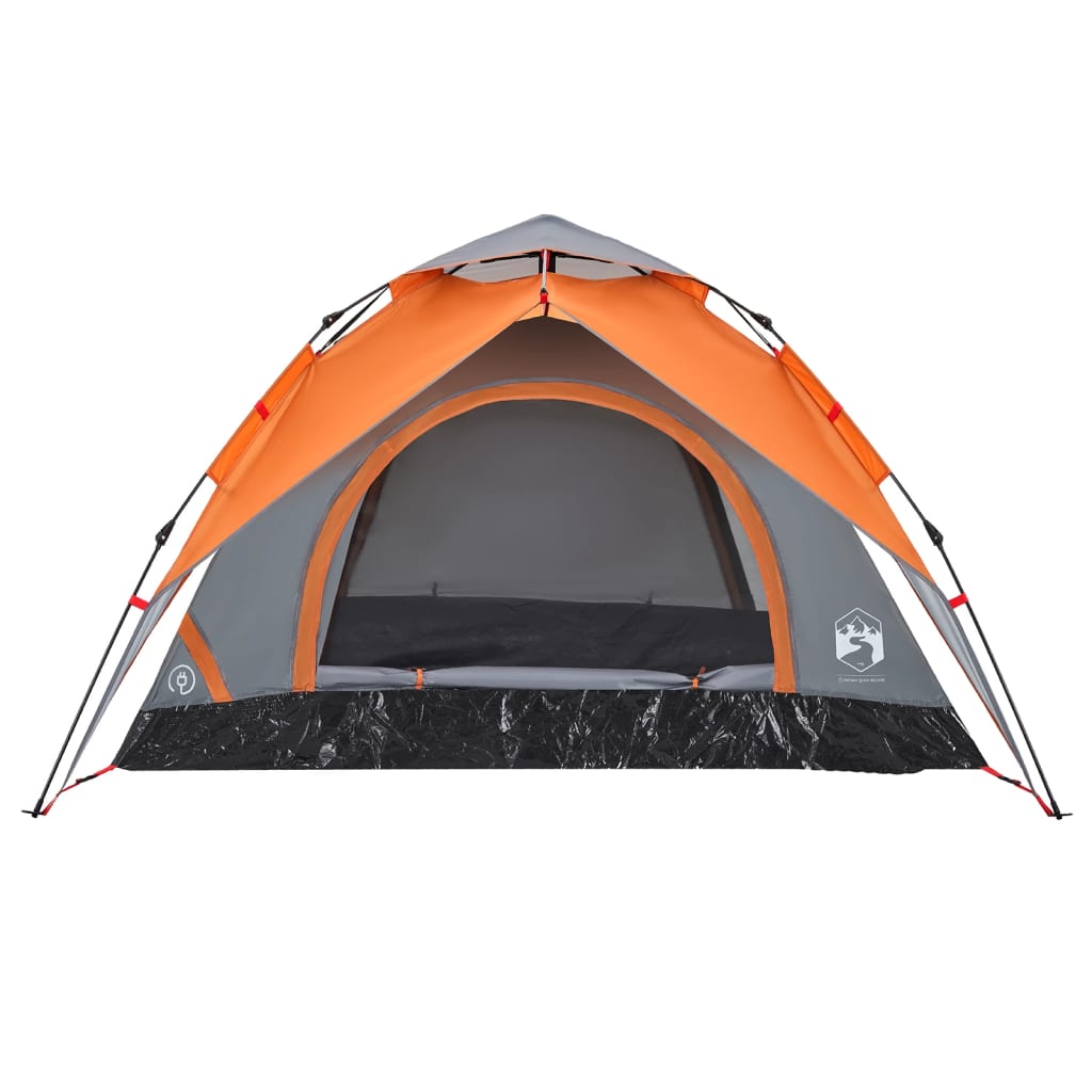 vidaXL Kuppel-Campingzelt 3 Personen Grau und Orange Quick Release