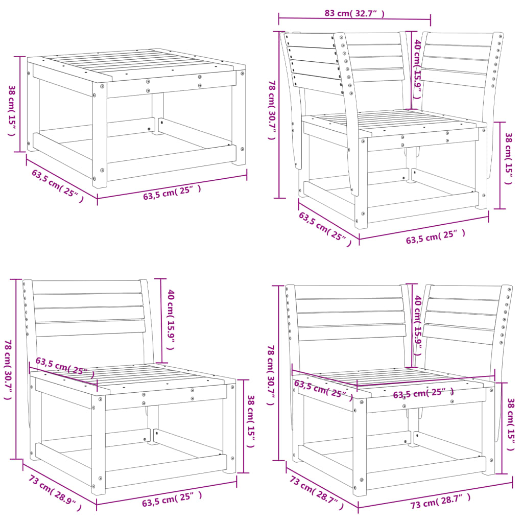 vidaXL 8-tlg. Garten-Lounge-Set Massivholz Douglasie