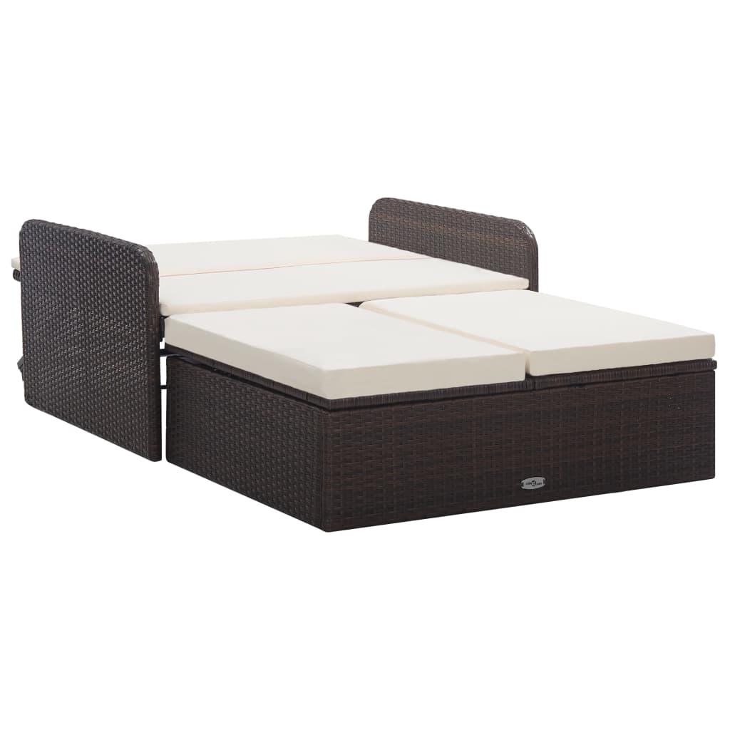 vidaXL 2-tlg. Garten-Lounge-Set mit Auflagen Poly Rattan Braun