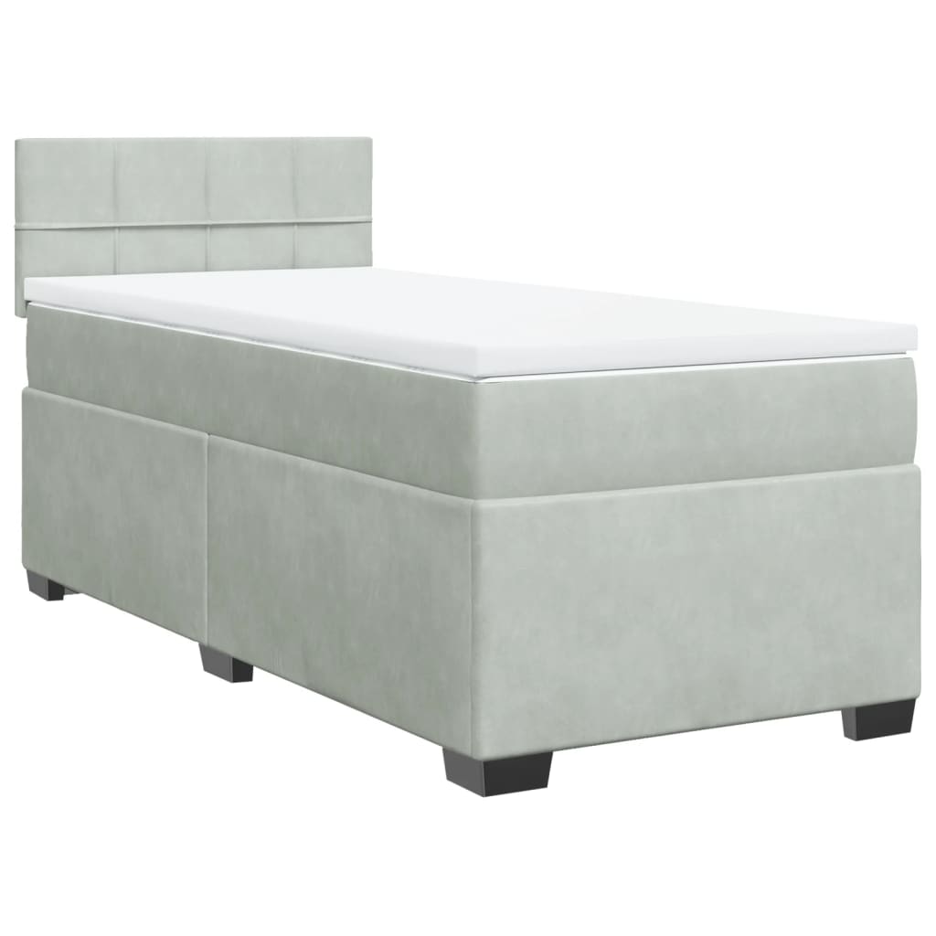 vidaXL Boxspringbett mit Matratze Hellgrau 80x200 cm Samt