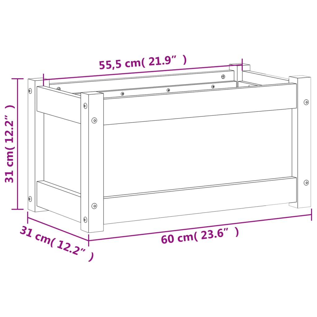 vidaXL Pflanzkübel 60x31x31 cm Massivholz Kiefer