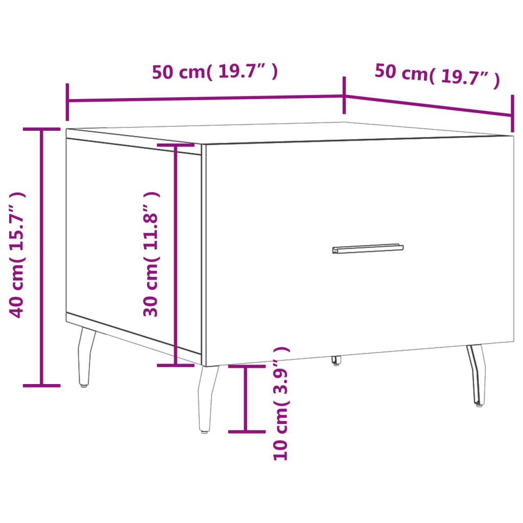 vidaXL Couchtisch Grau Sonoma 50x50x40 cm Holzwerkstoff