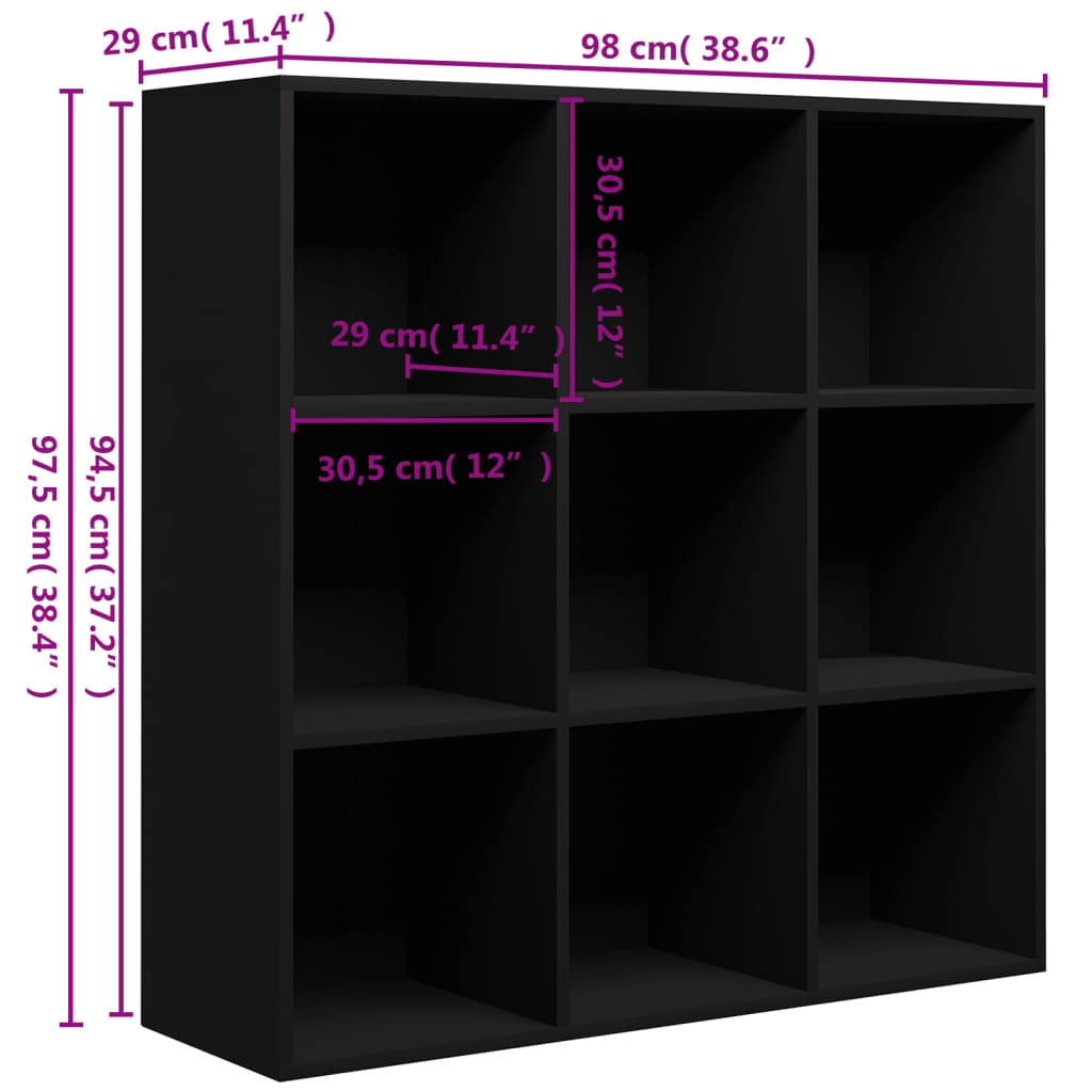 vidaXL Bücherregal Schwarz 98x29x97,5 cm Holzwerkstoff