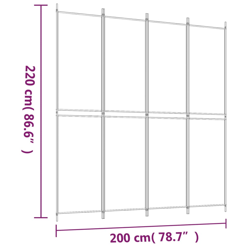 vidaXL 4-tlg. Paravent Braun 200x220 cm Stoff