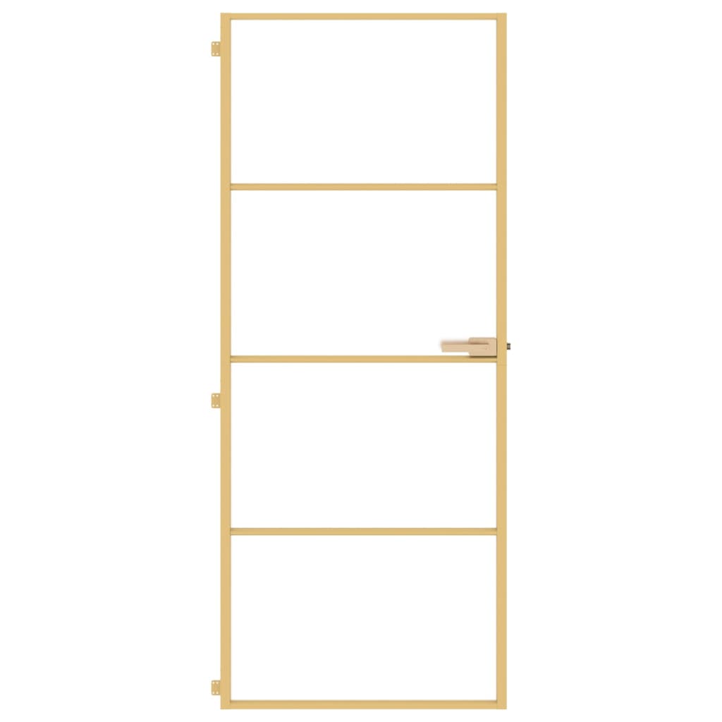 vidaXL Innentür Schlank Golden 83x201,5 cm Hartglas und Aluminium