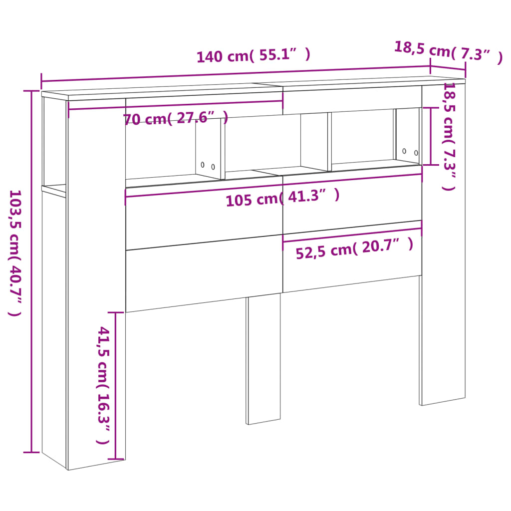 vidaXL LED-Kopfteil Weiß 140x18,5x103,5 cm Holzwerkstoff