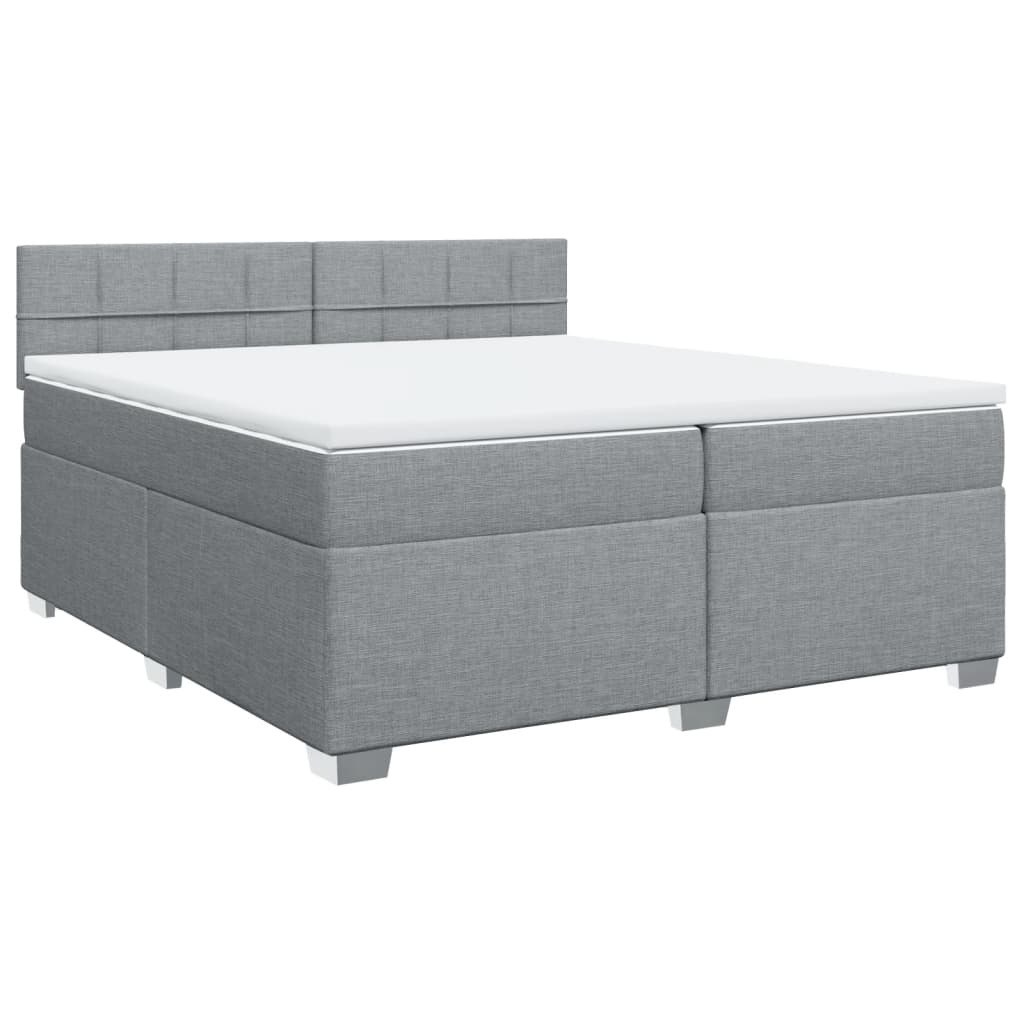 vidaXL Boxspringbett mit Matratze Hellgrau 200x200 cm Stoff