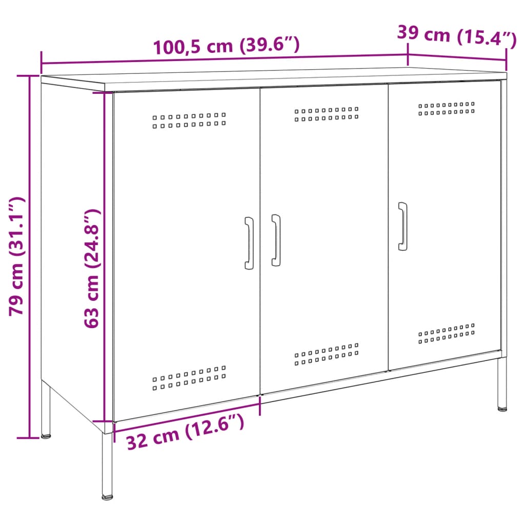 vidaXL Sideboard Olivgrün 100,5x39x79 cm Stahl