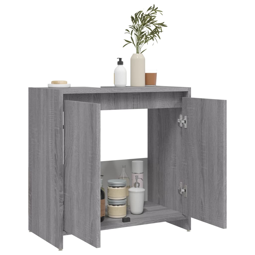 vidaXL Badschrank Grau Sonoma 60x33x61 cm Holzwerkstoff