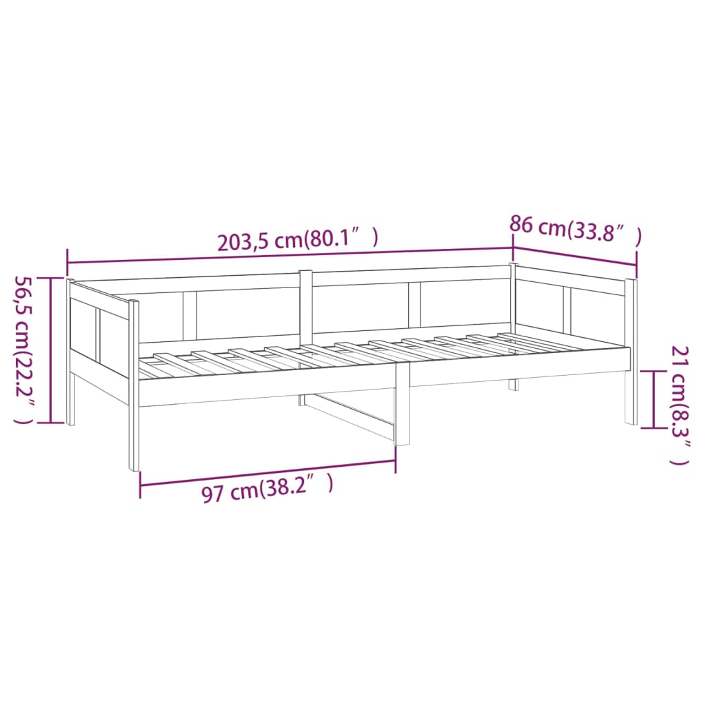 vidaXL Tagesbett Grau Massivholz Kiefer 80x200 cm